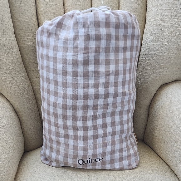 Quince Beige and White Gingham Pillow Cover - Picture 1 of 3